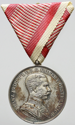 Medaile za statečnost, I. třída, František Josef I., vojenská stuha, puncovaná, stříbro