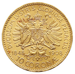 10 koruna 1908 - pamětní na 60 let vlády