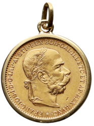 Zlatý medailonek 20 korun 1892 