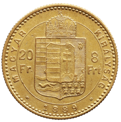 8 zlatník / 20 frank 1889 KB