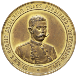 Zlacená bronzová medaile Zemědělská výstava ve Vídni 1894, 65 mm.