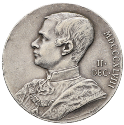 Stříbrná medaile k 50. výročí vlády Františka Josefa v roce 1898, 26 mm.