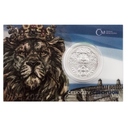 Stříbrná dvouuncová investiční mince Český lev 2023 číslovaná, PROOF (62,2 g./Stříbro 999/1000)