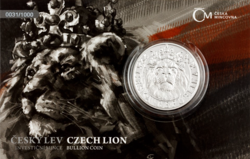 Stříbrná dvouuncová investiční mince Český lev 2022 číslovaná, PROOF (62,2 g./Stříbro 999/1000) 