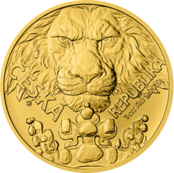 Zlatá uncová investiční mince Český lev 2023 číslovaná, stand (31,1 g./Zlato 999/1000)