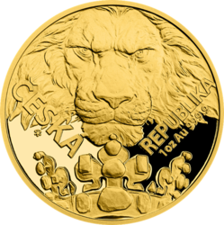 Zlatá uncová investiční mince Český lev 2023 číslovaná, stand (31,1 g./Zlato 999/1000) - kopie