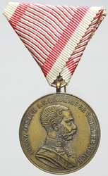 Medaile za statečnost, bronz , František Josef I., vojenská stuha, bronz