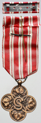 Československý válečný kříž, bronz, stuha, lípová ratolest na stuze