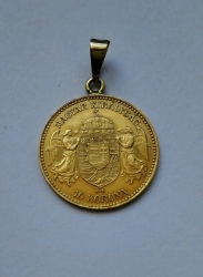 Zlatý medailonek 10 korun 1909 KB