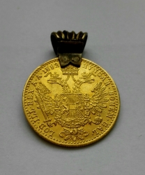Zlatý medailonek Dukát 1892 s dobovým ouškem