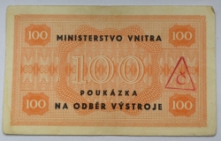 Ministerstvo vnitra - Poukázka na odběr výstroje 100. s razítkem "Č" - kopie
