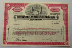 Akcie - Internacional telephone and telegraph corporation - USA - kopie