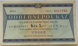 5 Kčs tuzex 1971/I. - 5 bonů 