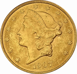 20 Dollar 1907 American Double Eagle Liberty Head 