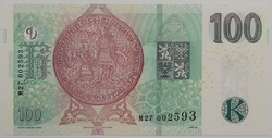 100 Kč vzor 2018 s přítiskem 100. výročí měnové odluky - série M27
