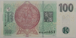 100 Kč vzor 2018 s přítiskem 100. výročí měnové odluky - série M19