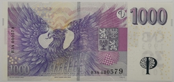 1000 Kč vzor 2008 s přítiskem 30. výročí ČNB a české měny série R34