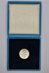 Stříbrná medaile 100 let firmy POLDI SONP Kladno 1989 - 25 mm., původní etue