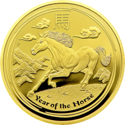 Zlatá uncová investiční mince Rok Koně 2014 Australie PROOF (31,1 g./Zlato 999/1000) 