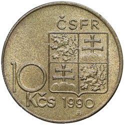 10 koruna 1990 T.G. Masaryk varianta C.