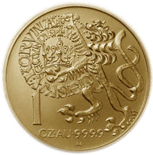 Pražský groš 1996 B.K (31,1 g./Zlato 999,9/1000)