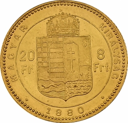 8 zlatník / 20 frank 1880 KB