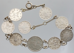 Dobový náramek se stříbrnými mincemi (Turecko) 