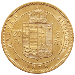 8 zlatník / 20 frank 1878 KB