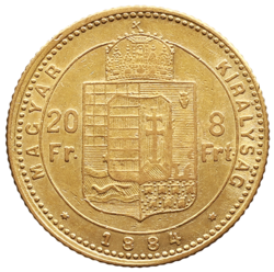 8 zlatník / 20 frank 1884 KB