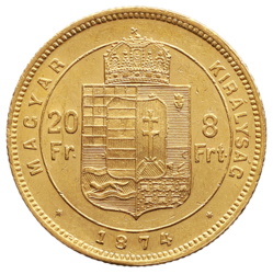 8 zlatník / 20 frank 1874 KB