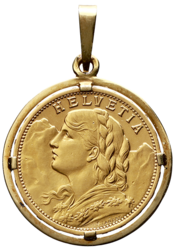 Zlatý medailonek 20 Frank 1927