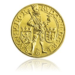 Replika Erckerova pražského dukátu Rudolf II. (Au.986 / 3,49g.)