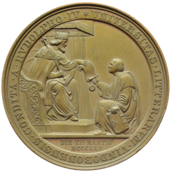 Bronzová medaile 500. výročí založení Vídeňské univerzity 1865, 78 mm.