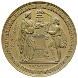 Bronzová medaile 500. výročí založení Vídeňské univerzity 1865, 78 mm.