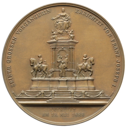 Bronzová medaile Medaile na odhalení pomníku ve Vídni 1888, 64 mm.