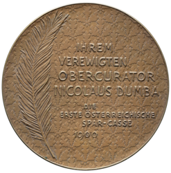 Bronzová medaile Nicolaus Dumba 1900, 55 mm.