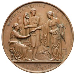 Bronzová medaile Světová Výstava Vídeň 1873, 70 mm.