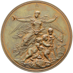 Bronzová medaile Az Országos Iparegyesülettől 1911, 54 mm.