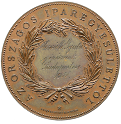 Bronzová medaile Az Országos Iparegyesülettől 1911, 54 mm.