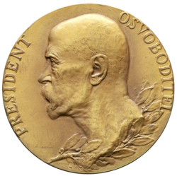 Bronzová medaile k úmrtí T. G. Masaryka 1937 - 60 mm. původní etue