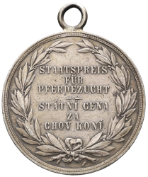 Stříbrný medailonek s dobovým ouškem Státní cena za chov koní, Tautenhayn
