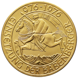 Rakousko - 1000 Schilling 1976 Babenberger 976 (13,5 g./Zlato 900/1000) 