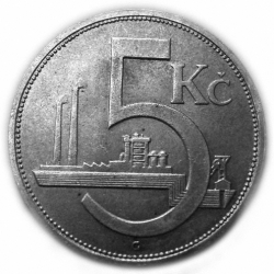 5 Kč Pětikoruna - 1928 var. dlouhá / velká vlnovka