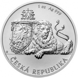 Stříbrná uncová investiční mince Český lev 2017, číslovaná (31,1 g./Stříbro 999/1000)