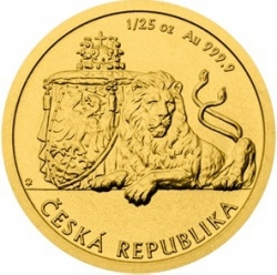 Zlatá 1/25 Oz. investiční mince Český lev 2018, číslovaná (1,24 g./Zlato 999/1000)