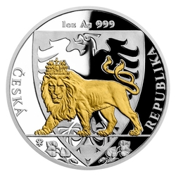 Stříbrná uncová investiční mince Český lev 2020, číslovaná (31,1 g./Stříbro 999/1000)