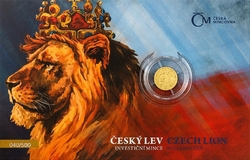 Zlatá 1/25 Oz. investiční mince Český lev 2021, číslovaná (1,24 g./Zlato 999/1000)