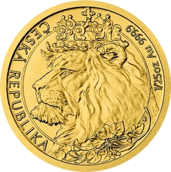 Zlatá 1/25 Oz. investiční mince Český lev 2021, číslovaná (1,24 g./Zlato 999/1000)