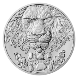 Stříbrná dvouuncová investiční mince Český lev 2023 číslovaná, PROOF (62,2 g./Stříbro 999/1000)