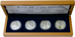 Sada stříbrných medailí Karel IV. a jeho manželky proof